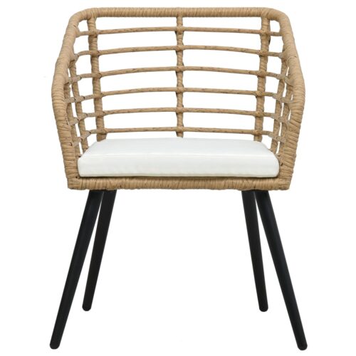 Garden Chairs with Cushions 2pcs Poly Rattan Oak - Image 3