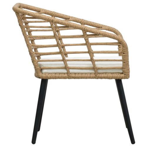 Garden Chairs with Cushions 2pcs Poly Rattan Oak - Image 4