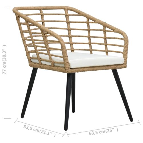 Garden Chairs with Cushions 2pcs Poly Rattan Oak - Image 8