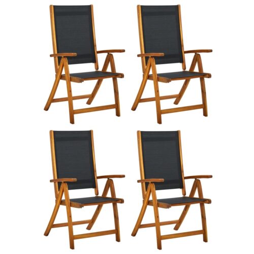 Folding Garden Chairs 4pcs Solid Wood Acacia Textilene - Image 2