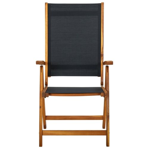 Folding Garden Chairs 4pcs Solid Wood Acacia Textilene - Image 3