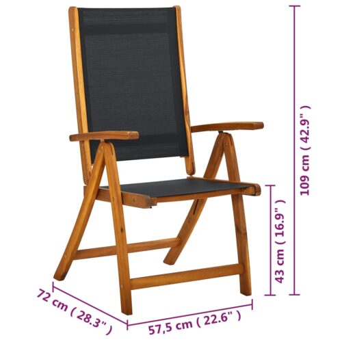 Folding Garden Chairs 4pcs Solid Wood Acacia Textilene - Image 7