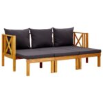 3-Seater Garden Bench with Cushions 179cm Solid Acacia Wood