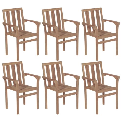 Stackable Garden Chairs 6pcs Solid Teak Wood - Image 2