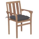 Stackable Garden Chairs with Cushions 6pcs Solid Teak Wood