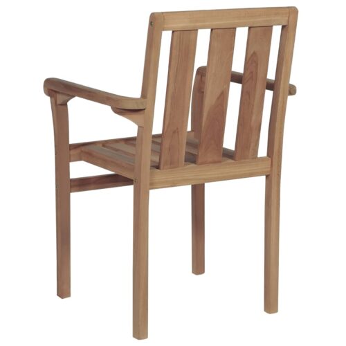 Stackable Garden Chairs with Cushions 6pcs Solid Teak Wood - Image 5