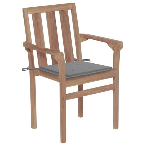 Stackable Garden Chairs with Cushions 6pcs Solid Teak Wood