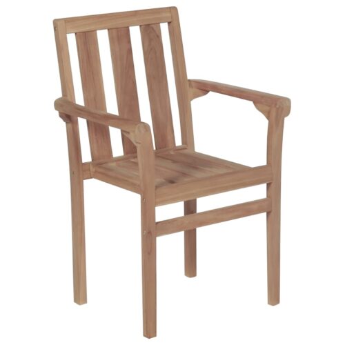 Stackable Garden Chairs with Cushions 6pcs Solid Teak Wood - Image 4