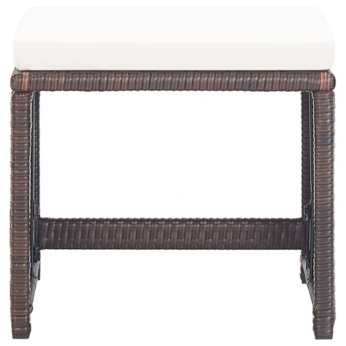 Garden Stools 2pcs with Cushions Poly Rattan Brown - Image 3