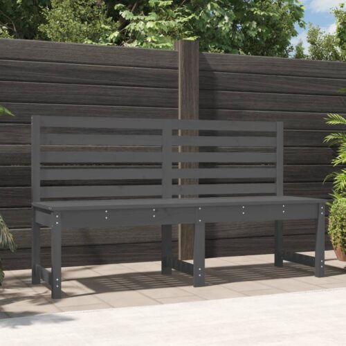 Garden Bench Grey 157.5cm Solid Wood Pine - Image 2