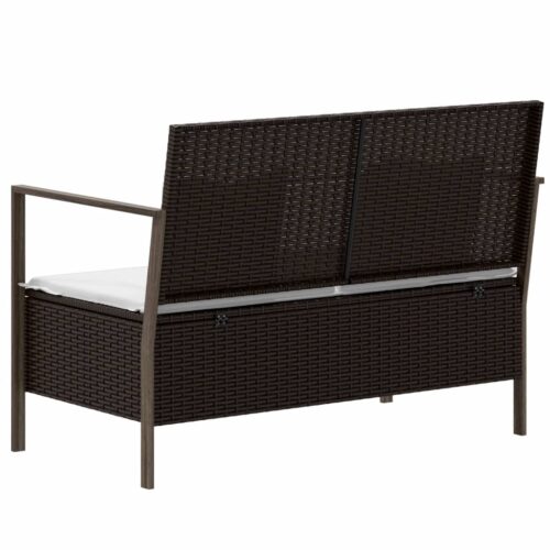 2-Seater Garden Bench with Cushions Brown Poly Rattan - Image 5