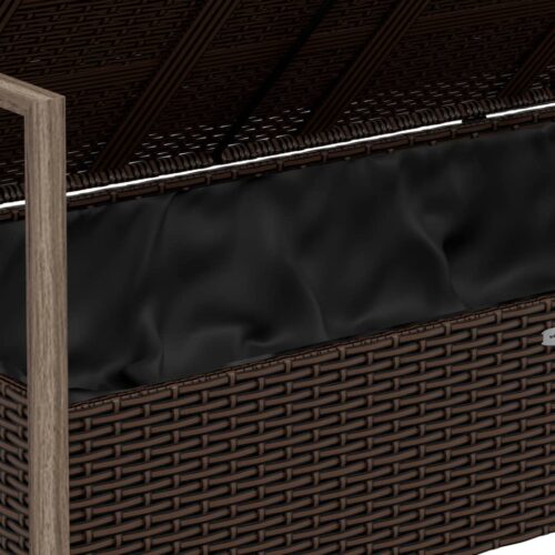 2-Seater Garden Bench with Cushions Brown Poly Rattan - Image 7