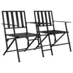Folding 2-Seater Garden Bench 137cm Black Steel