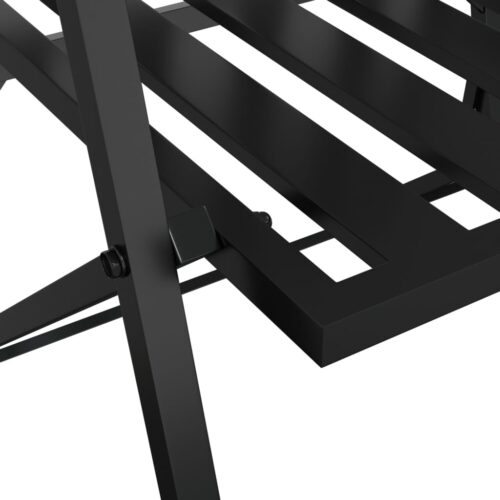 Folding 2-Seater Garden Bench 137cm Black Steel - Image 7