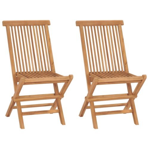 Folding Garden Chairs 2pcs Solid Wood Teak - Image 2