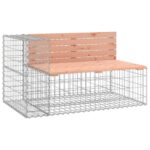 Gabion Cage Garden Bench Outdoor Patio Wooden Park Seat Chair Steel Solid Wood
