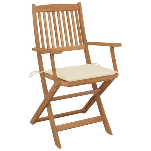 Folding Garden Chairs 4pcs with Cushions Solid Wood Acacia