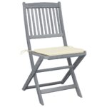 Folding Outdoor Chairs 4pcs with Cushions Solid Acacia Wood