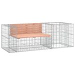 Gabion Cage Garden Bench Outdoor Patio Wooden Park Seat Chair Steel Solid Wood