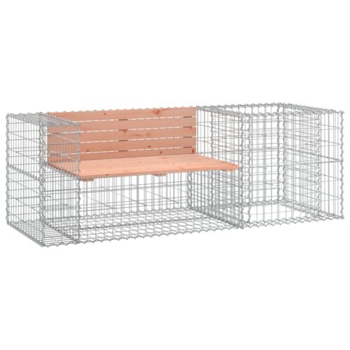 Gabion Cage Garden Bench Outdoor Patio Wooden Park Seat Chair Steel Solid Wood