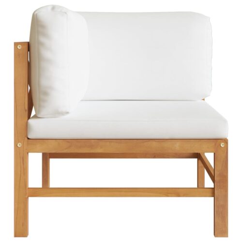 2-seater Garden Bench with Cream Cushions Solid Teak Wood - Image 3