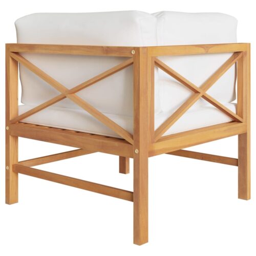 2-seater Garden Bench with Cream Cushions Solid Teak Wood - Image 4