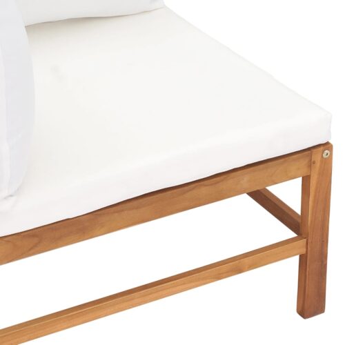 2-seater Garden Bench with Cream Cushions Solid Teak Wood - Image 5
