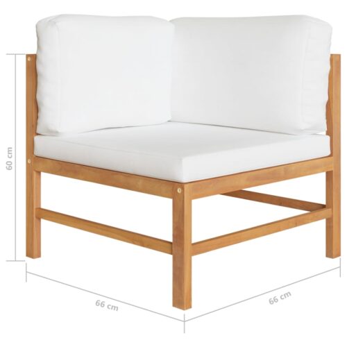 2-seater Garden Bench with Cream Cushions Solid Teak Wood - Image 6