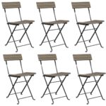 Folding Bistro Chairs 6pcs Grey Poly Rattan Steel