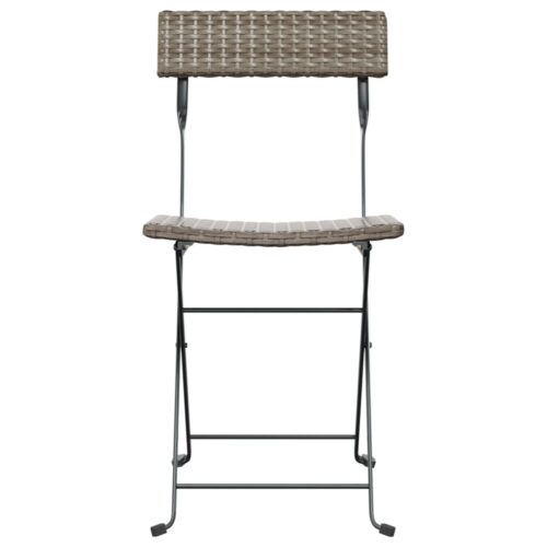 Folding Bistro Chairs 6pcs Grey Poly Rattan Steel - Image 4