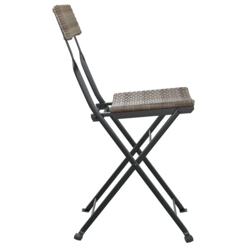 Folding Bistro Chairs 6pcs Grey Poly Rattan Steel - Image 6