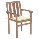 Stackable Garden Chairs with Cushions 4pcs Solid Teak Wood