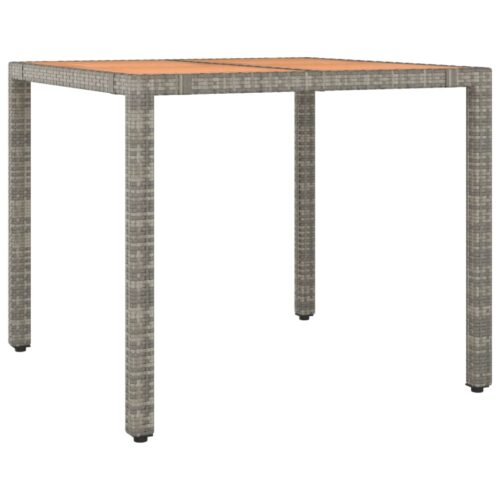 5-Piece Garden Dining Set with Cushions Grey Poly Rattan Wicker Outdoor Patio Furniture - Image 6