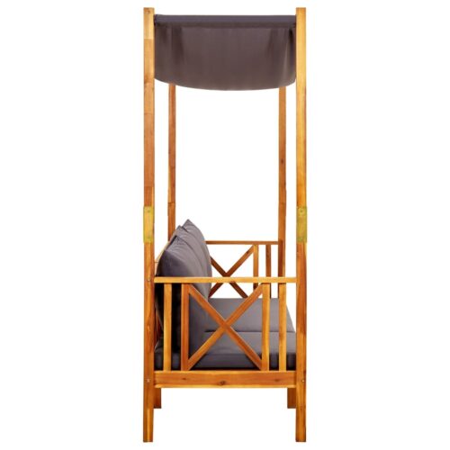 Garden Bench with Canopy Footrests Solid Acacia Wood - Image 4