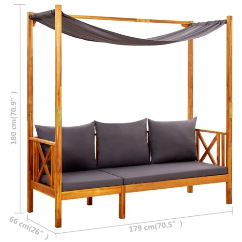 Garden Bench with Table Footrests Solid Acacia Wood - Image 10