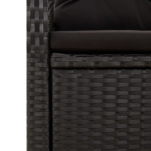7-Piece Garden Dining Set with Cushions Black Poly Rattan Wicker Outdoor Patio Furniture - Image 7