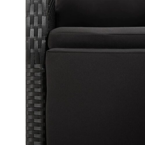 9-Piece Garden Dining Set with Cushions Black Poly Rattan Wicker Outdoor Patio Furniture - Image 9