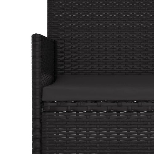 2-Seater Garden Bench with Cushions Black Poly Rattan - Image 7
