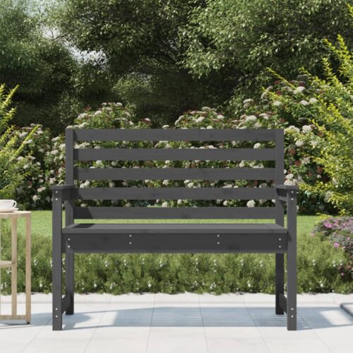 Garden Bench Grey 109x48x91.5cm Solid Wood Pine - Image 3
