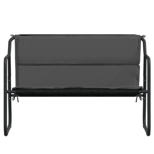 2-Seater Garden Bench with Cushion Anthracite Steel - Image 3