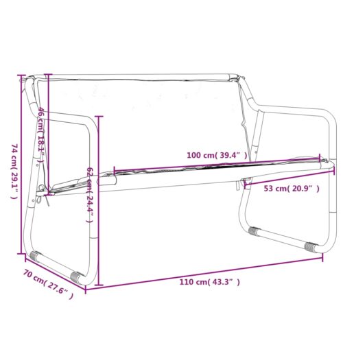 2-Seater Garden Bench with Cushion Anthracite Steel - Image 10