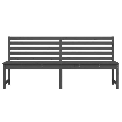 Garden Bench Grey 201.5cm Solid Wood Pine - Image 4