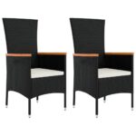 2x Patio Chairs Outdoor Garden Lounge Dining Bistro Rattan Black