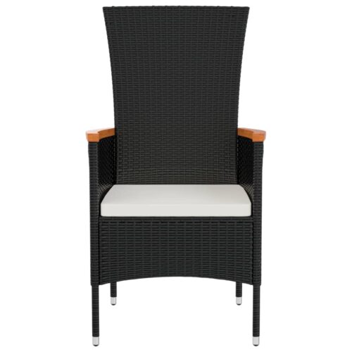 2x Patio Chairs Outdoor Garden Lounge Dining Bistro Rattan Black - Image 4