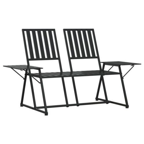2-Seater Garden Bench 165cm Black Steel