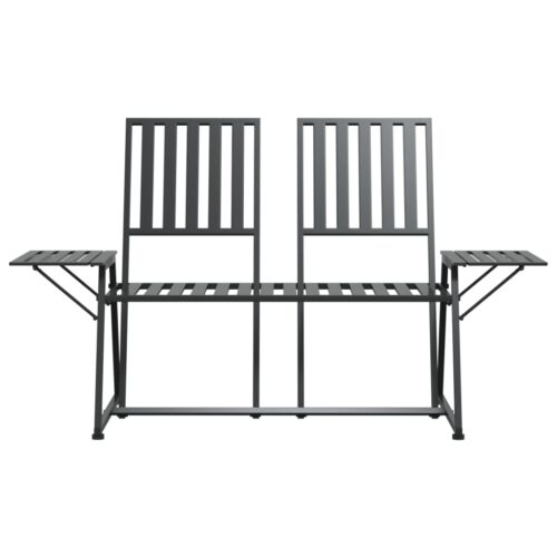 2-Seater Garden Bench 165cm Black Steel - Image 3