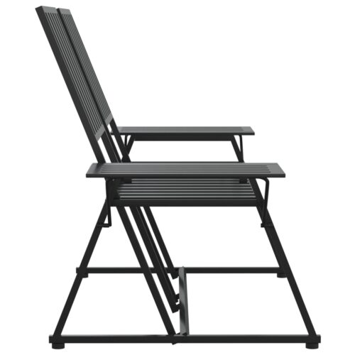 2-Seater Garden Bench 165cm Black Steel - Image 4