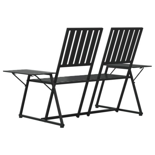 2-Seater Garden Bench 165cm Black Steel - Image 5
