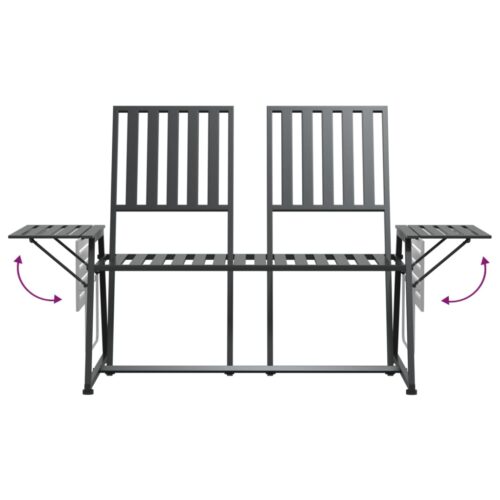2-Seater Garden Bench 165cm Black Steel - Image 6