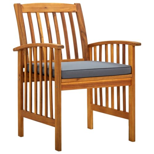 Garden Dining Chairs 2pcs with Cushions Solid Acacia Wood